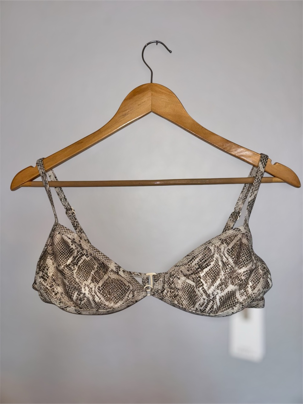 New Good American Capri Bikini Top Harness Top - Brown/Beige Medium